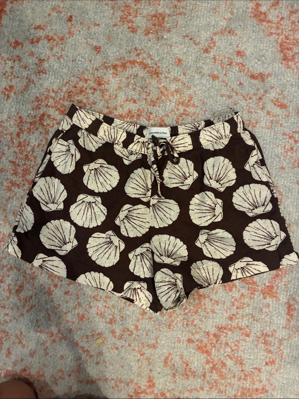 Abercrombie linen Shell Print Drawstring mid-rise Shorts S